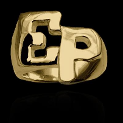 'EP' Initial Ring 9 Karat Gold
