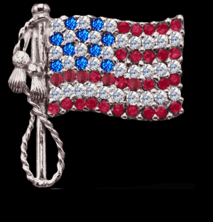 Elvis Stars and Stripes Pin - 9 Karat White Gold