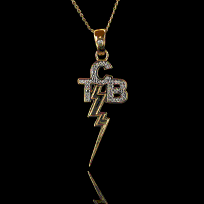 'TCB' Pendant - 18 Karat Gold Plated - with Diamonds