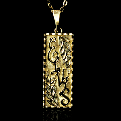 Elvis' Vine Leaf Ingot Pendant with Diamonds